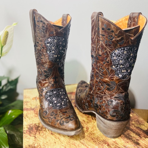 OLD GRINGO CALACA SWAROVSKI 10" COWGIRL BOOTS SIZE 9.5M - Picture 3 of 5